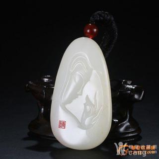 和田玉白玉籽料杨曦大师作品44g观音挂件